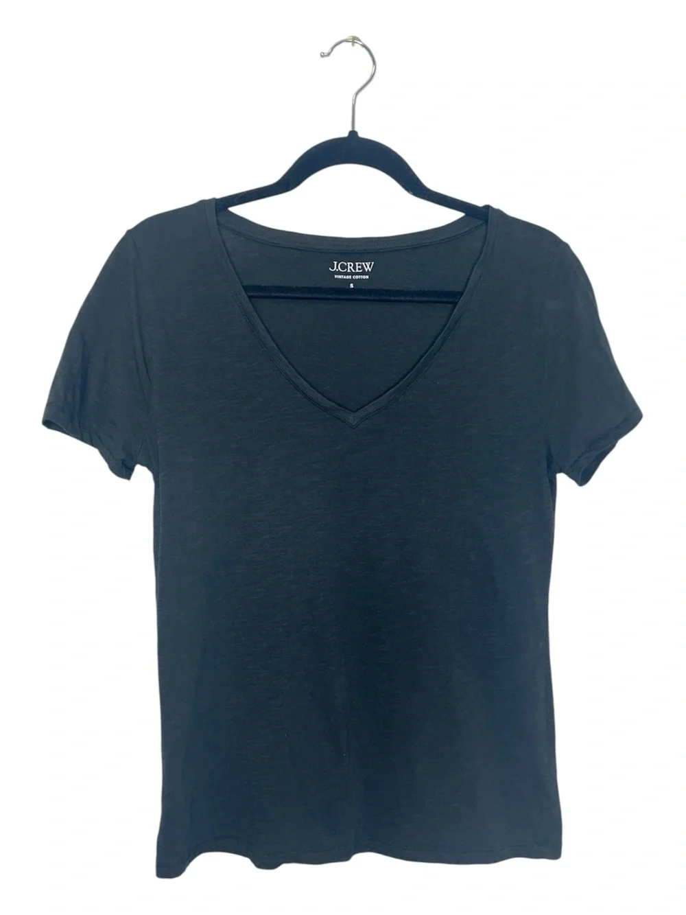 J. Crew Vintage Cotton Classic V Neck Black Tee size Small